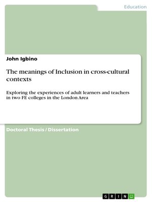 cover image of The meanings of Inclusion in cross-cultural contexts